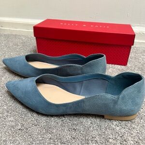 Kelly and Katie denim suede style blue pointed toe ballet flats size 9.5M